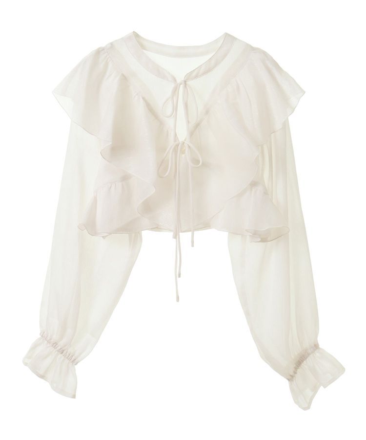 earth music&ecology「シアーラッフルショートボレロ」|シャツ・ブラウス|