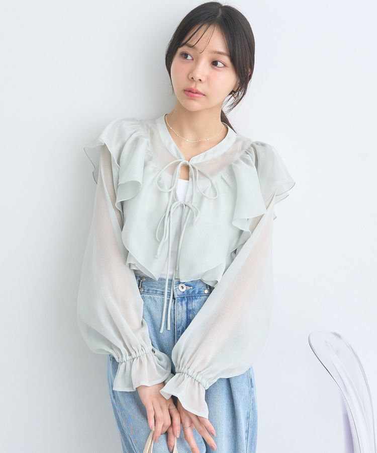 earth music&ecology「シアーラッフルショートボレロ」|シャツ・ブラウス|Mint