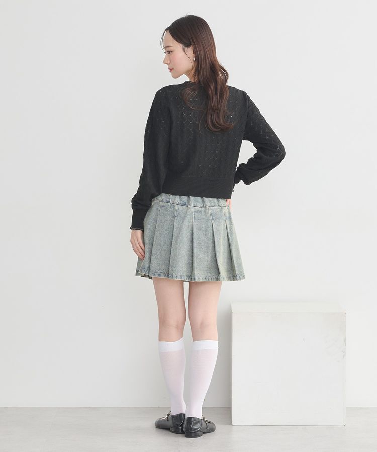 earth music&ecology「シアースカラップ透かし編みカーディガン」|カーディガン|