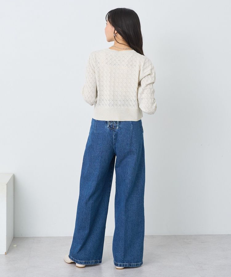 earth music&ecology「シアースカラップ透かし編みカーディガン」|カーディガン|