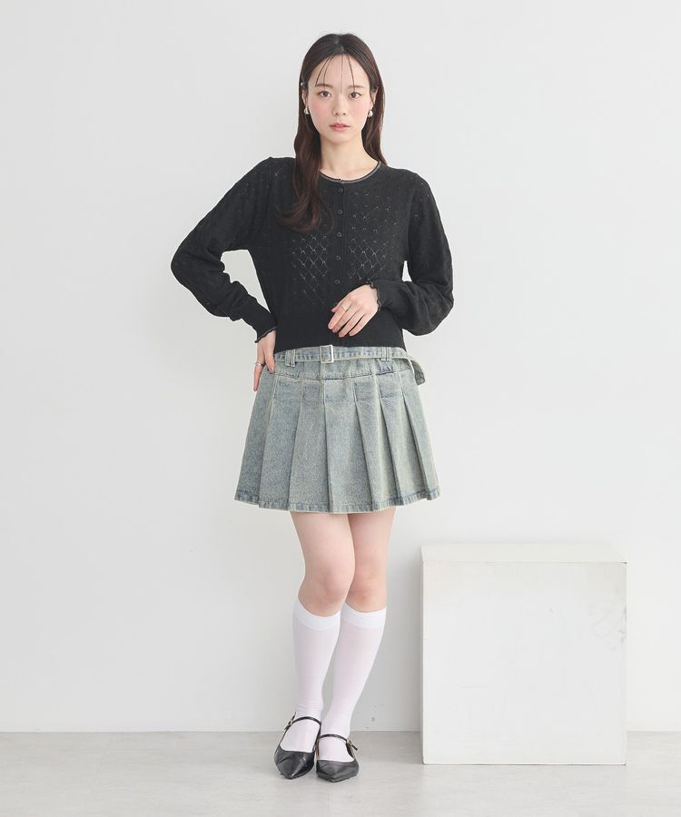 earth music&ecology「シアースカラップ透かし編みカーディガン」|カーディガン|