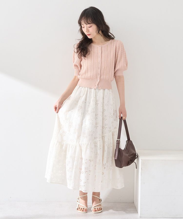 earth music&ecology「透かし花柄フレアスカート」|フレア|