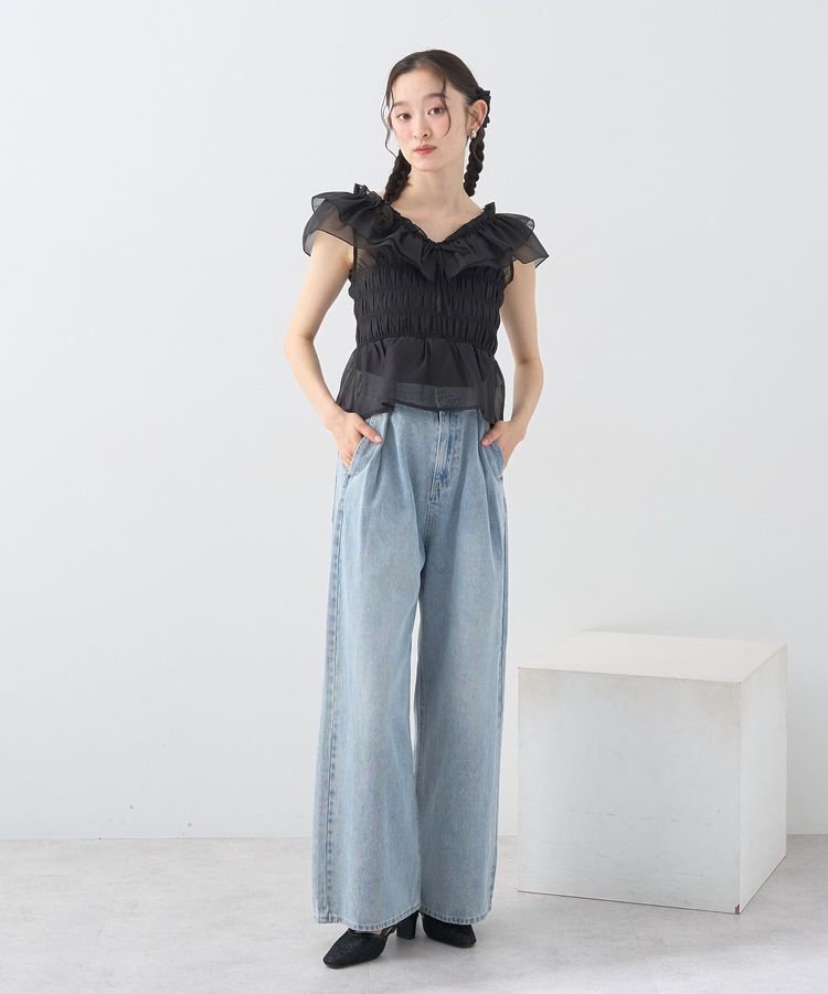 earth music&ecology「タックホックデニムパンツ」|デニム|