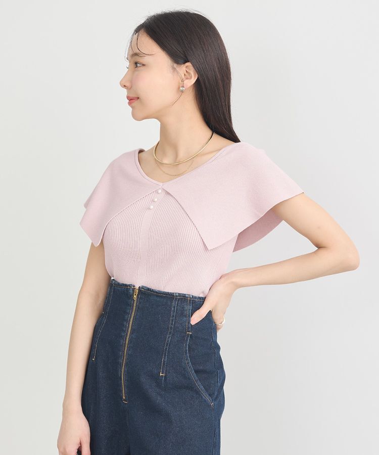 earth music&ecology「ビッグカラーノースリニットトップス」|ニット・セーター|