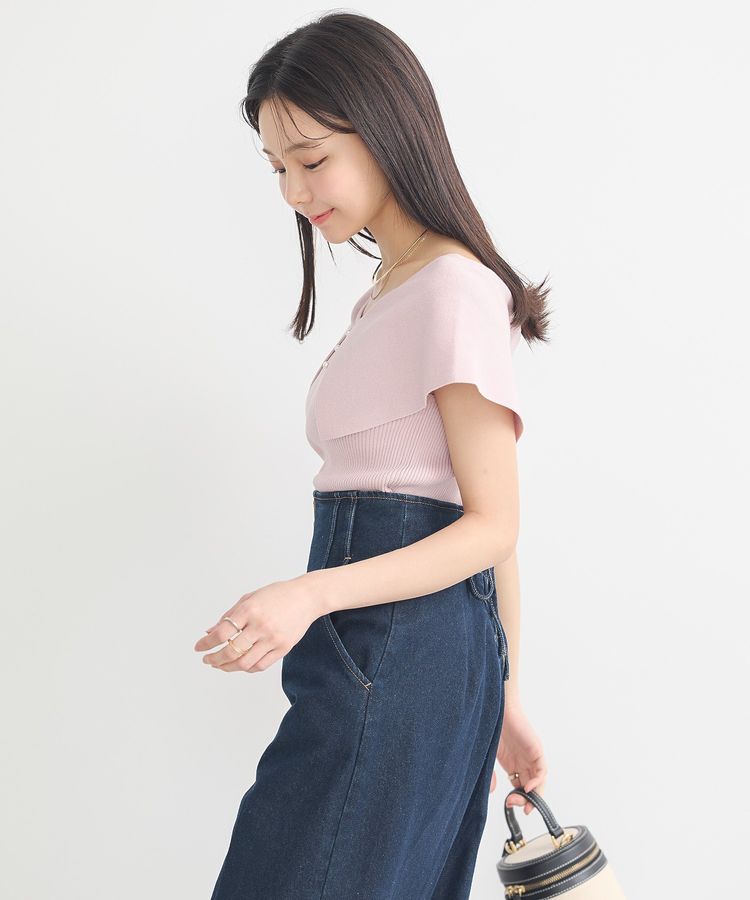 earth music&ecology「ビッグカラーノースリニットトップス」|ニット・セーター|