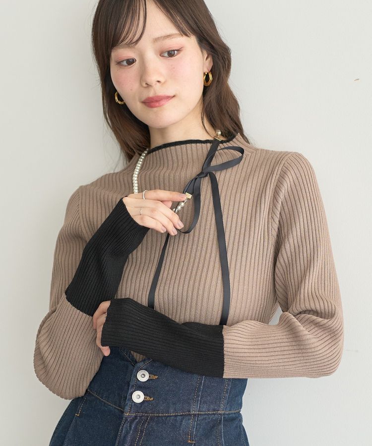 earth music&ecology「ハイネックリブニットプルオーバー」|ニット・セーター|Mocha