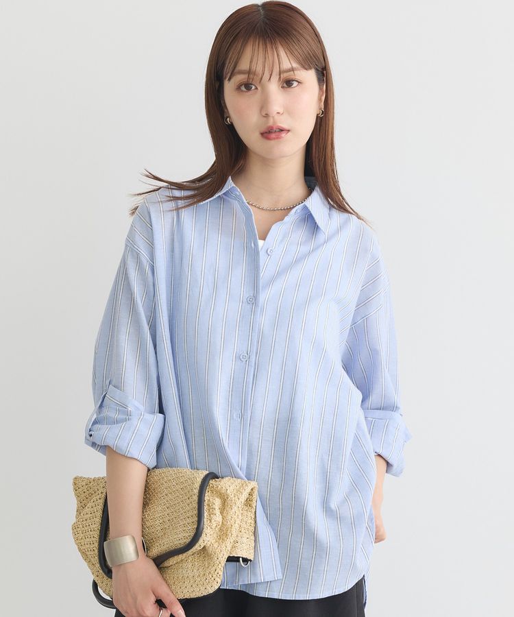 earth music&ecology「綿麻混ベーシックシャツ」|シャツ・ブラウス|Stripe