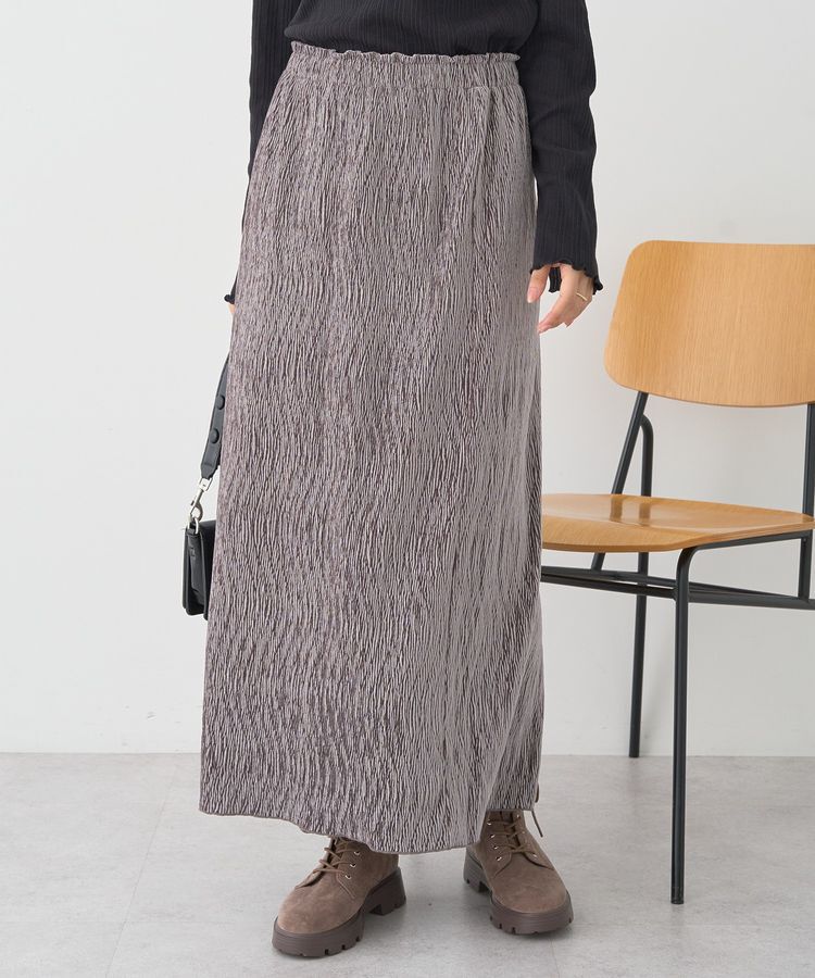 earth music&ecology「シャイニーベロアスカート」|タイト|Gray