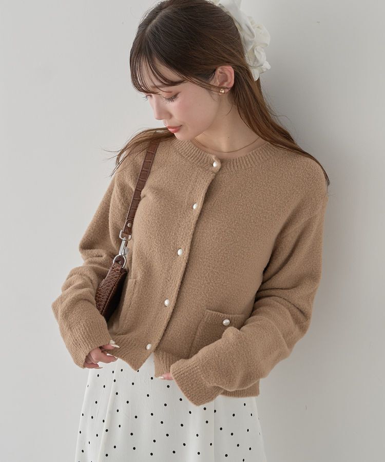 earth music&ecology「パウダーシャギークルーネックカーディガン」|カーディガン|Beige