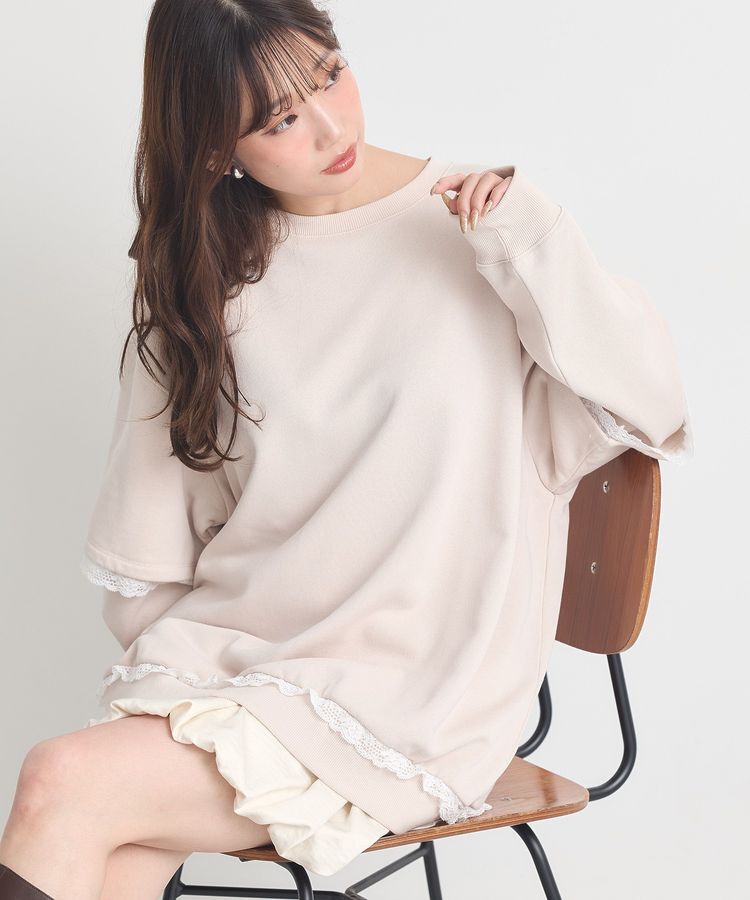 earth music&ecology「レーススウェットプルオーバー」|スウェット・ジャージ|