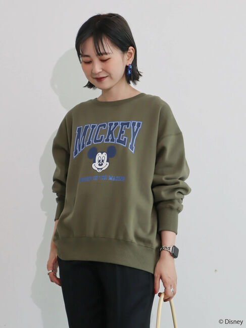  「カレッジロゴ風裏起毛プルオーバー/Mickey」|Tシャツ・カットソー|