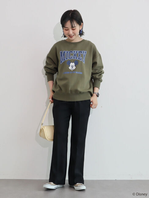  「カレッジロゴ風裏起毛プルオーバー/Mickey」|Tシャツ・カットソー|