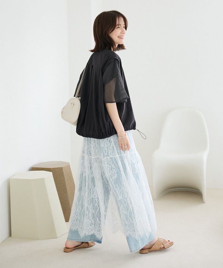 Green Parks「袖メッシュドッキングロゴプルオーバー」|Tシャツ・カットソー|