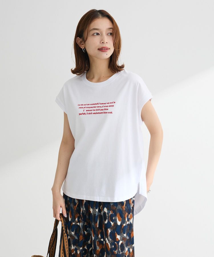 Green Parks「・swing by フレンチスリーブ刺繍TEE」|Tシャツ・カットソー|Off White