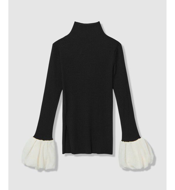 allureville「タフタバルーンスリーブコンビプルオーバー」|ニット・セーター|