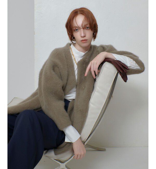 allureville「シアリングニットコーディガン」|ダッフルコート|モカ