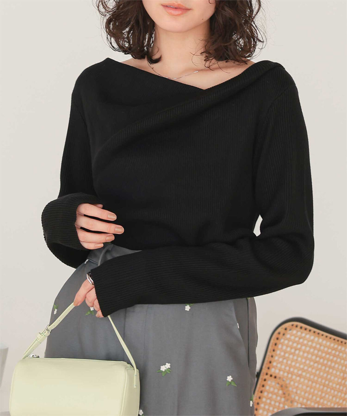 titivate「オフショルダーリブニットトップス」|ニット・セーター|