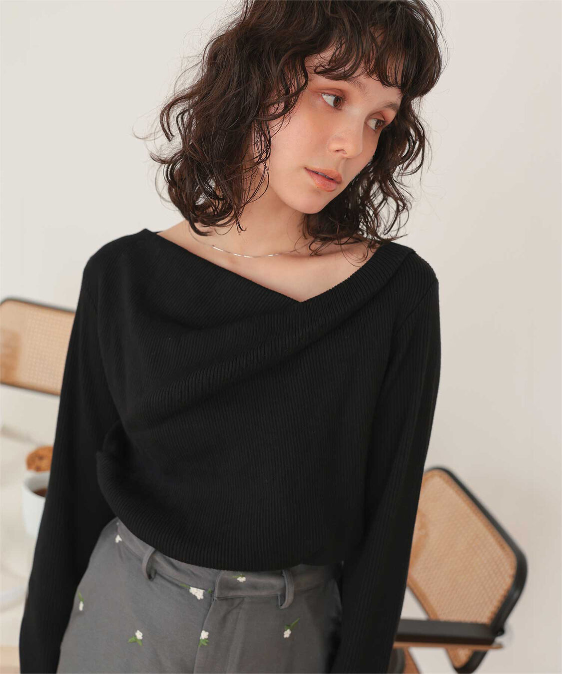 titivate「オフショルダーリブニットトップス」|ニット・セーター|