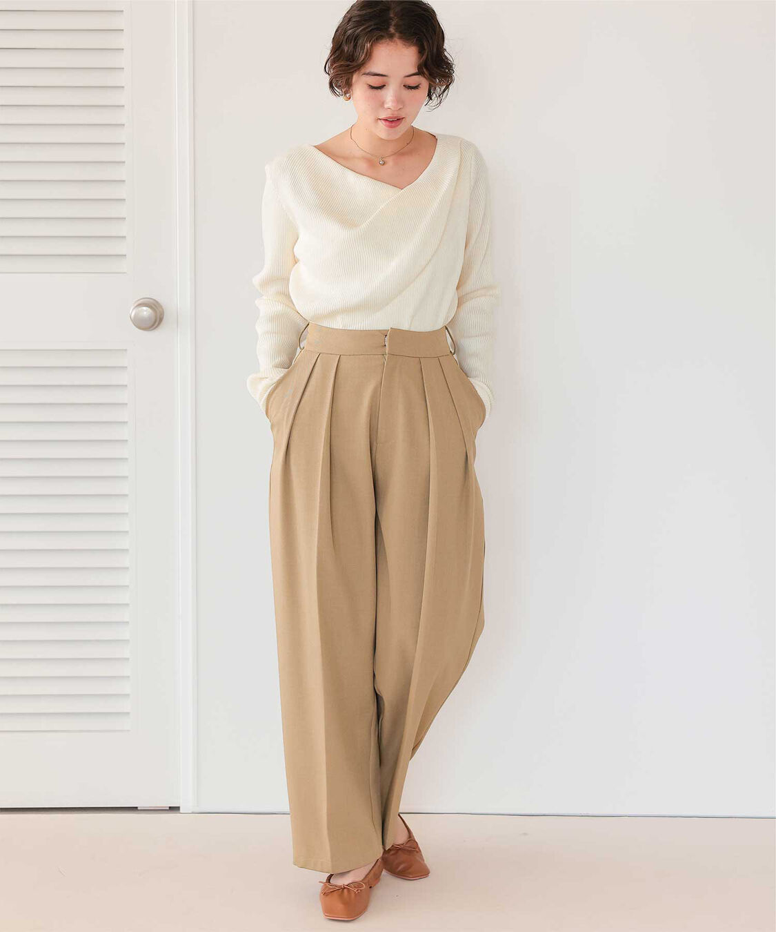 titivate「オフショルダーリブニットトップス」|ニット・セーター|