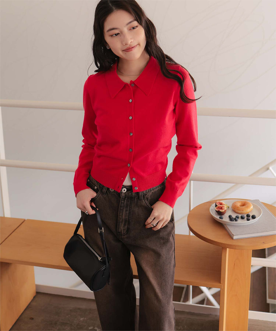 titivate「ポロ襟ニットカーディガン/トップス」|ニット・セーター|