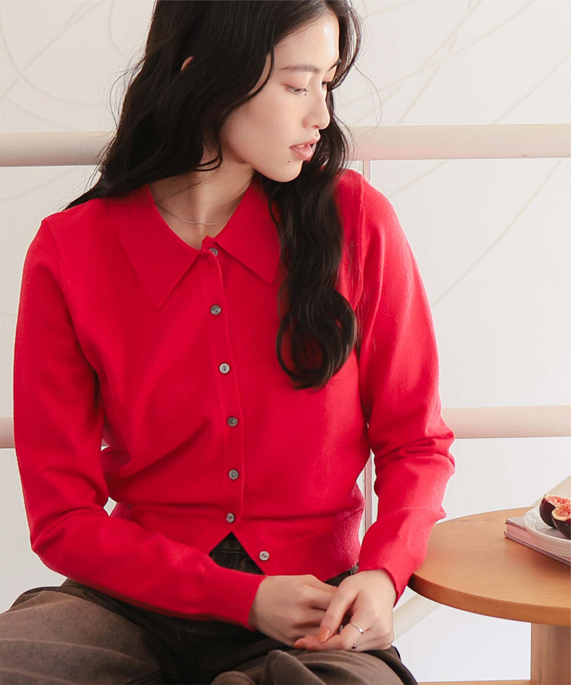 titivate「ポロ襟ニットカーディガン/トップス」|ニット・セーター|