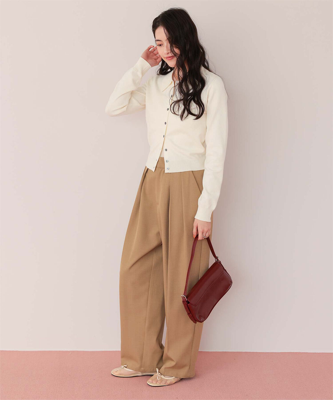 titivate「ポロ襟ニットカーディガン/トップス」|ニット・セーター|