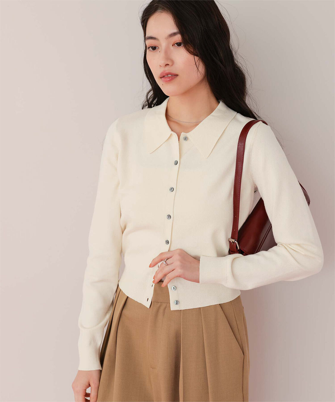 titivate「ポロ襟ニットカーディガン/トップス」|ニット・セーター|