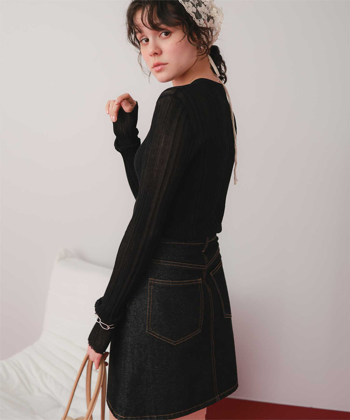 titivate「クルーネックランダムリブシアーニット」|ニット・セーター|