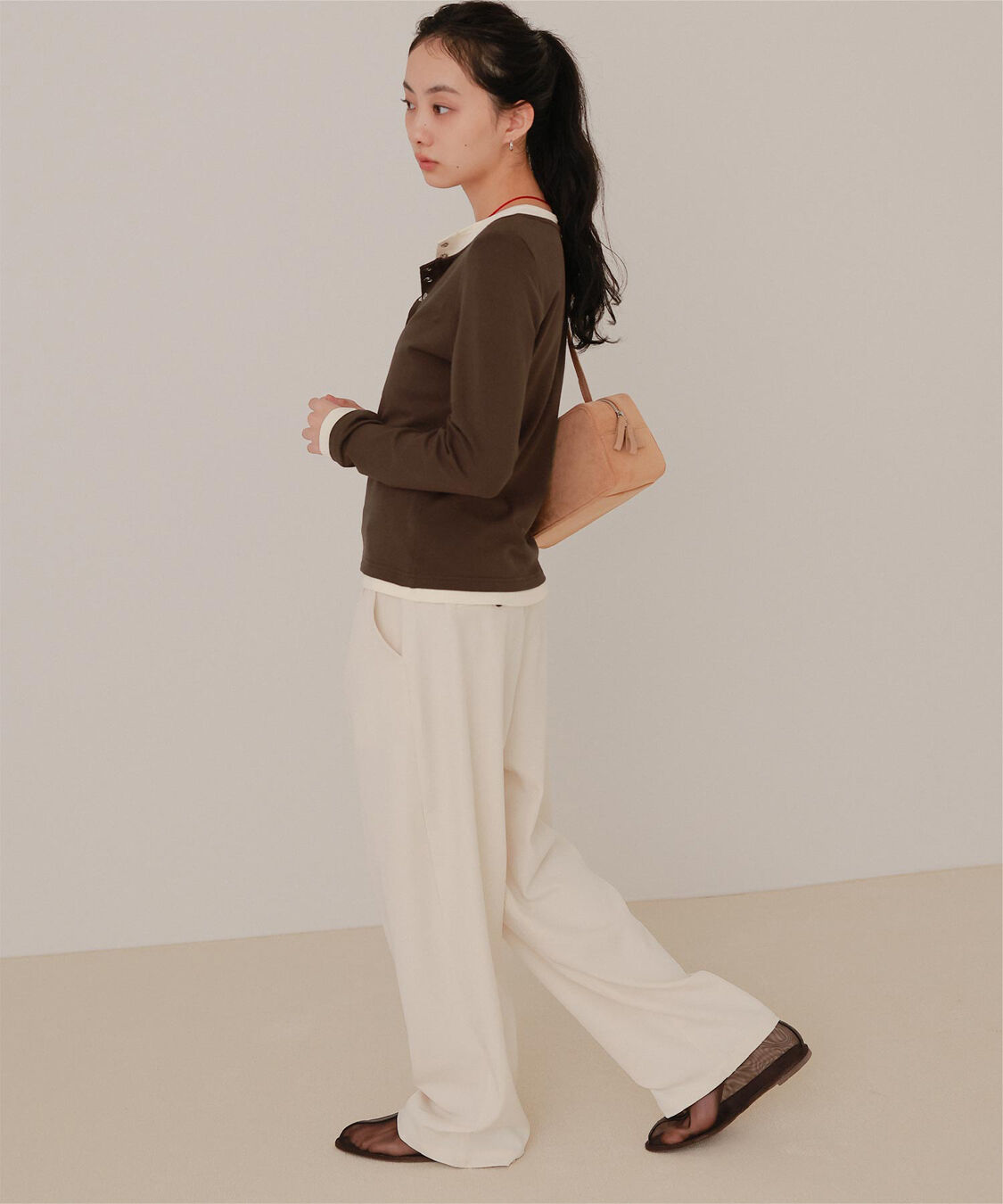 miette「レイヤード風ヘンリーネックトップス」|Tシャツ・カットソー|