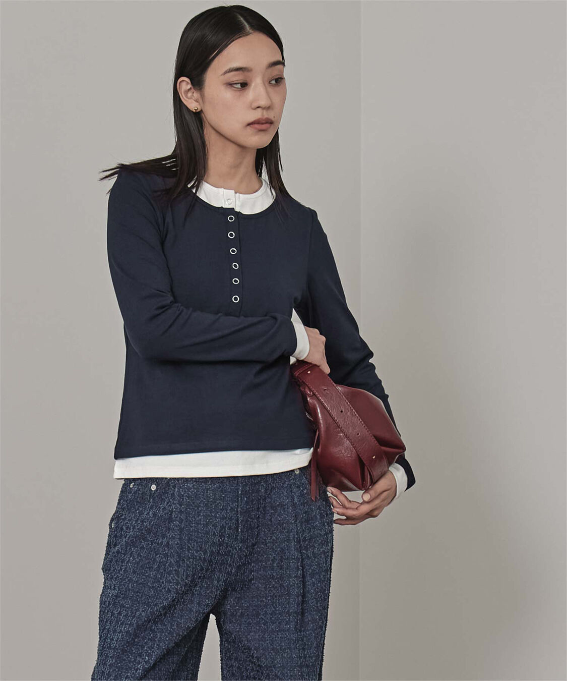 miette「レイヤード風ヘンリーネックトップス」|Tシャツ・カットソー|