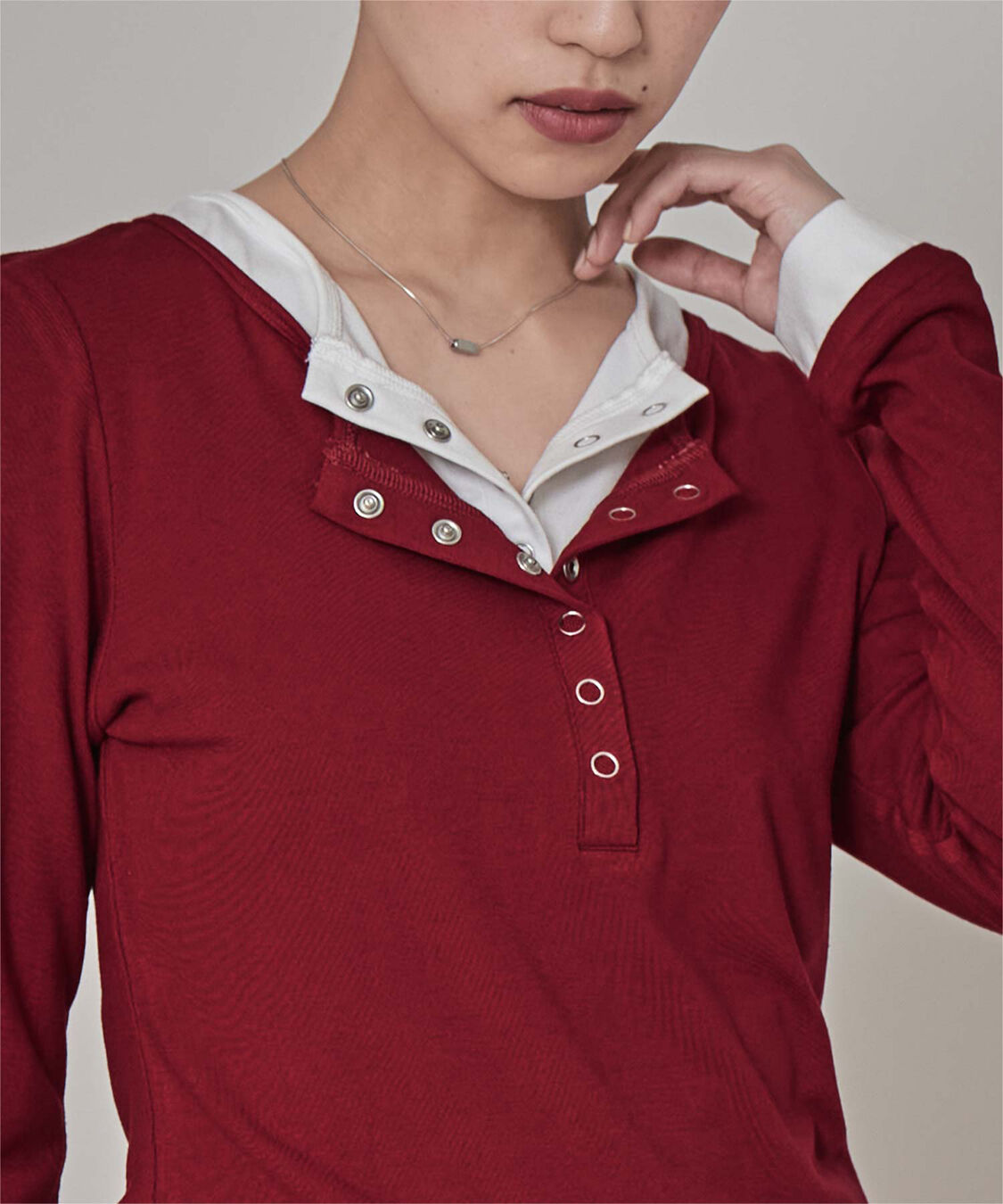 miette「レイヤード風ヘンリーネックトップス」|Tシャツ・カットソー|