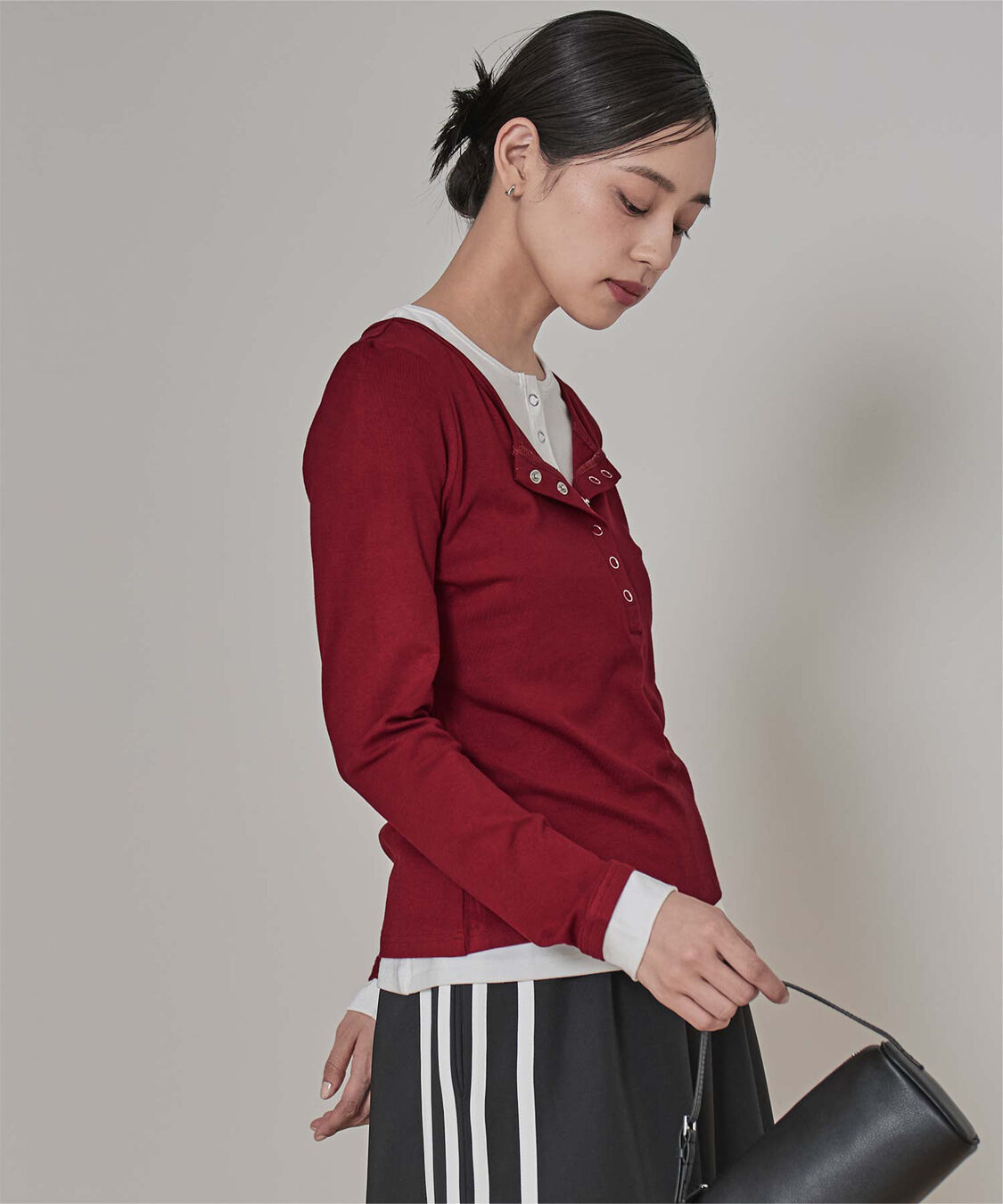 miette「レイヤード風ヘンリーネックトップス」|Tシャツ・カットソー|