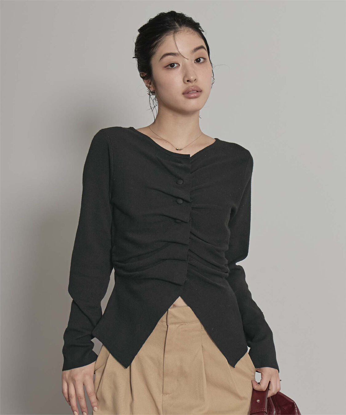 miette「フロントギャザーボタンニット」|ニット・セーター|