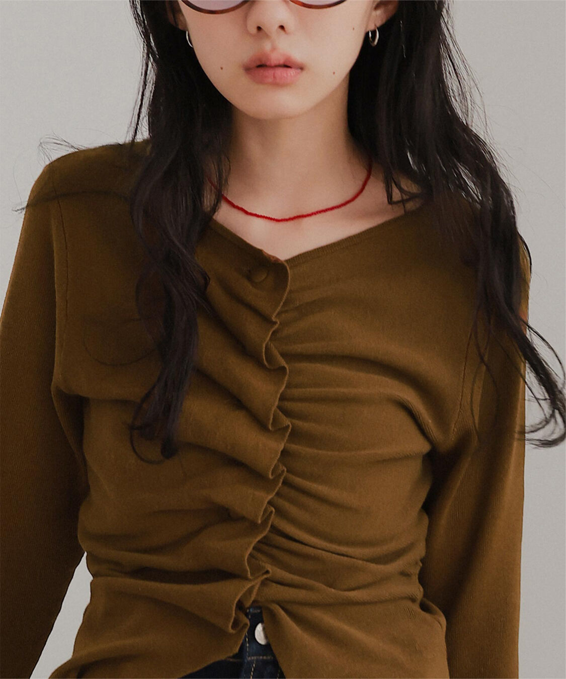 miette「フロントギャザーボタンニット」|ニット・セーター|