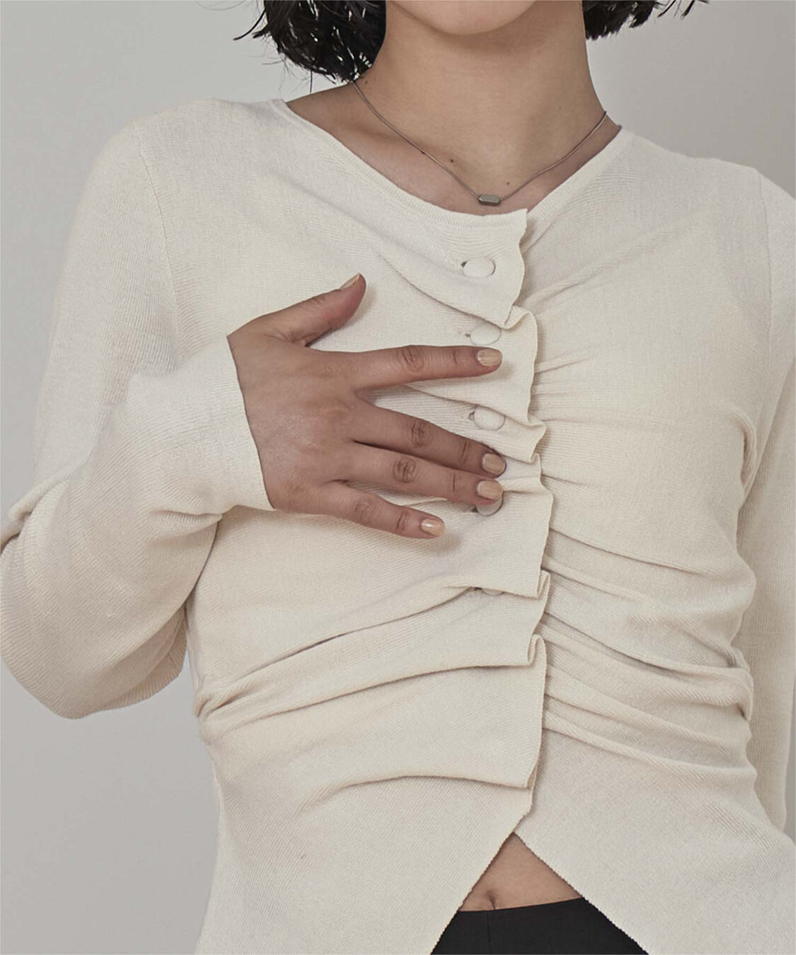 miette「フロントギャザーボタンニット」|ニット・セーター|