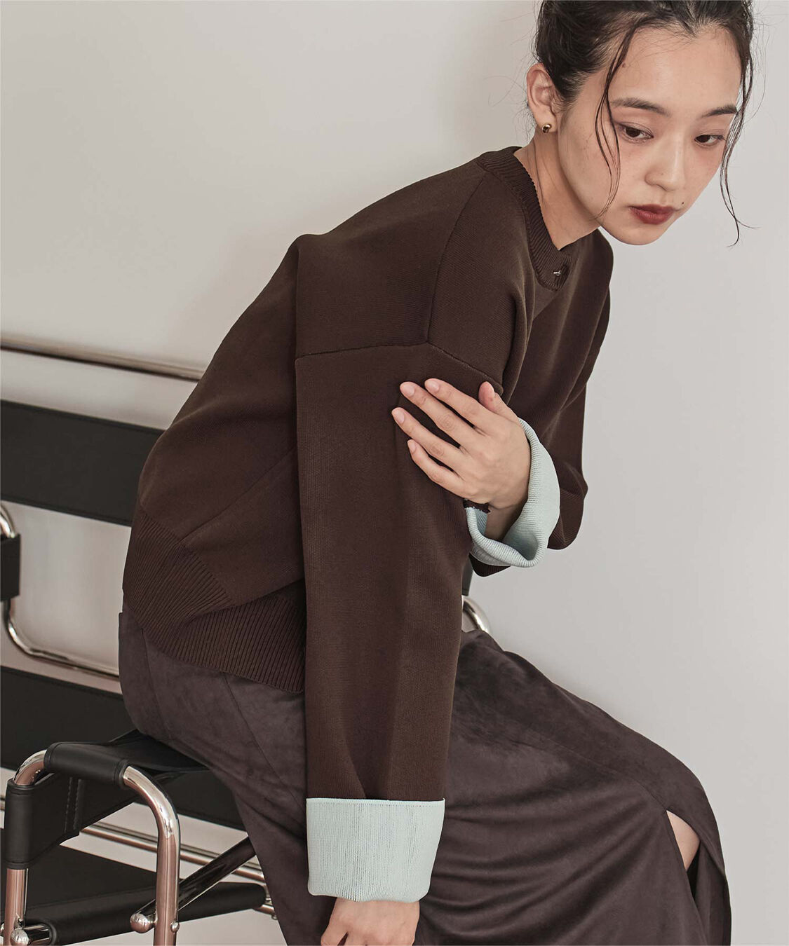 miette「バイカラーデザインニットカーディガン」|カーディガン|