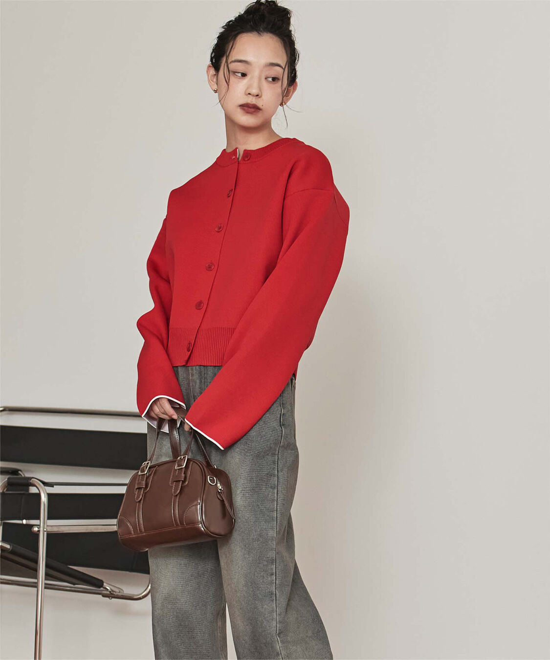 miette「バイカラーデザインニットカーディガン」|カーディガン|