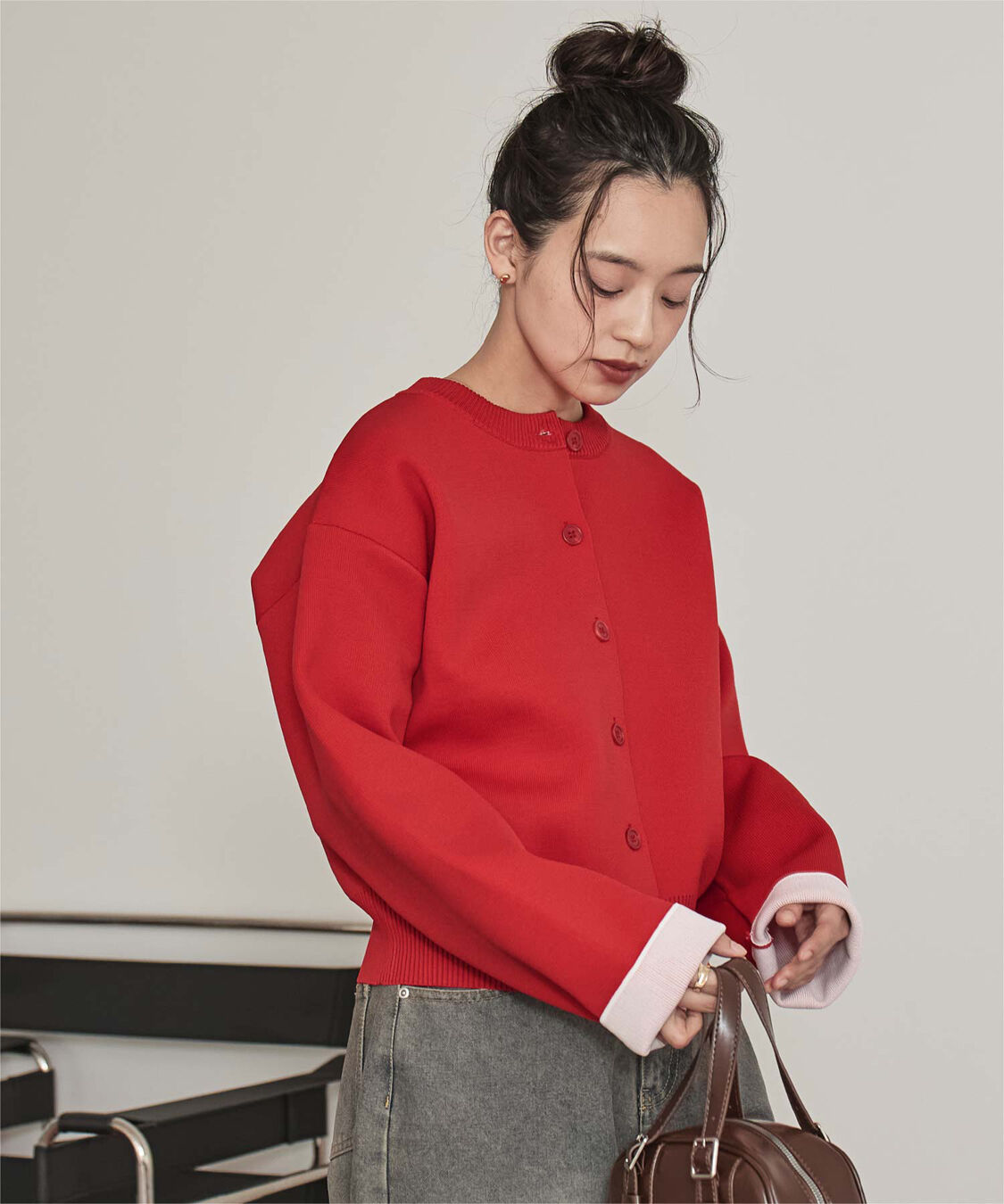 miette「バイカラーデザインニットカーディガン」|カーディガン|