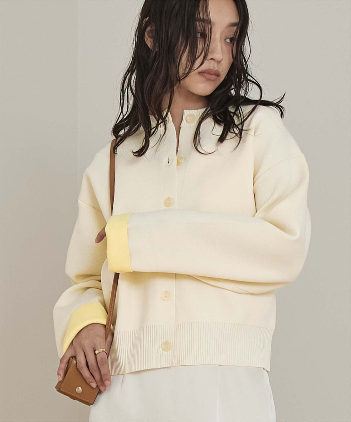 miette「バイカラーデザインニットカーディガン」|カーディガン|