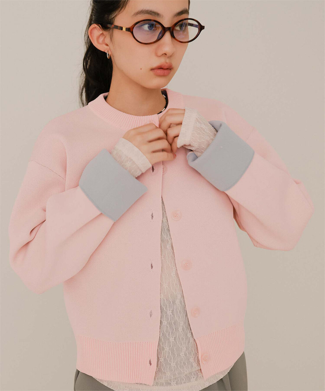 miette「バイカラーデザインニットカーディガン」|カーディガン|