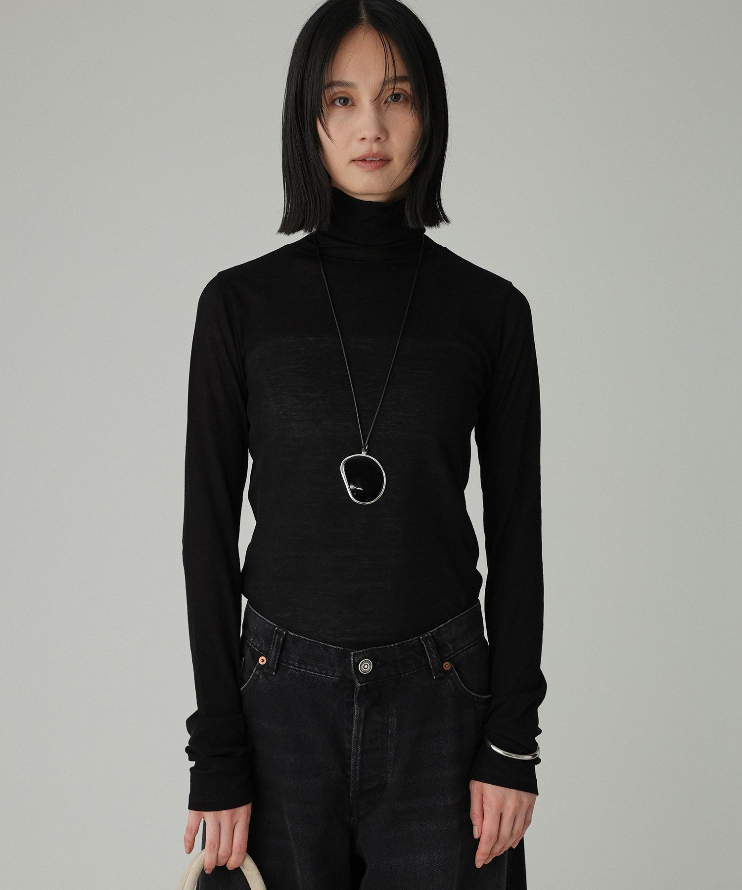 BABYLONE「シアーツイストフライスハイネックカットソー」|Tシャツ・カットソー|ﾌﾞﾗｯｸ