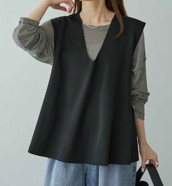  「スポンディッシュVネックニットベスト」|ニット・セーター|