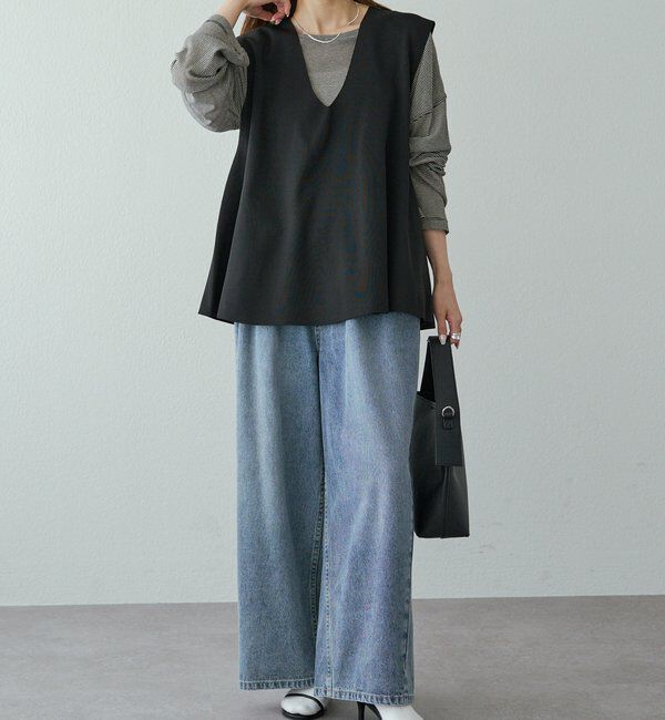  「スポンディッシュVネックニットベスト」|ニット・セーター|