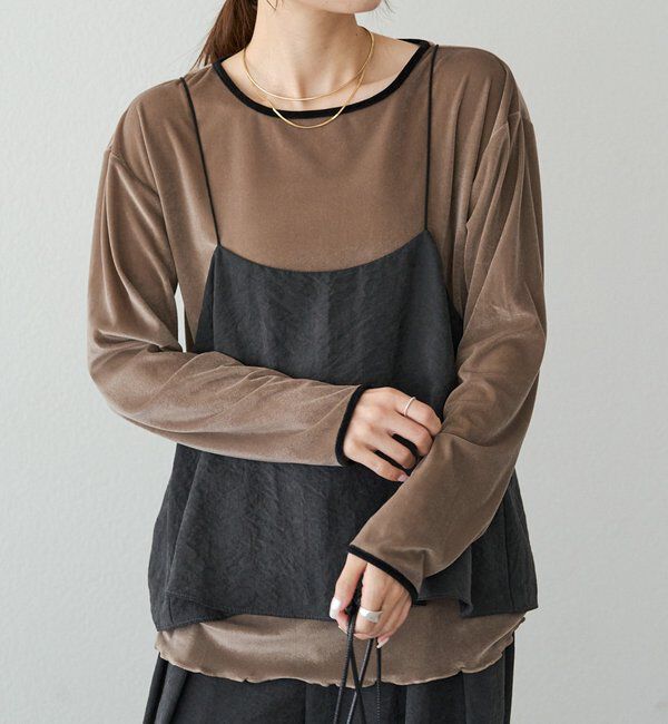  「ベロアリンガーカットソー」|Tシャツ・カットソー|ベージュ