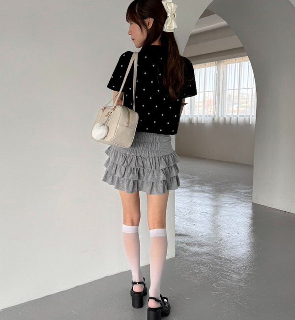  「セットで着れる／ドロストティアードミニ」|スカート|