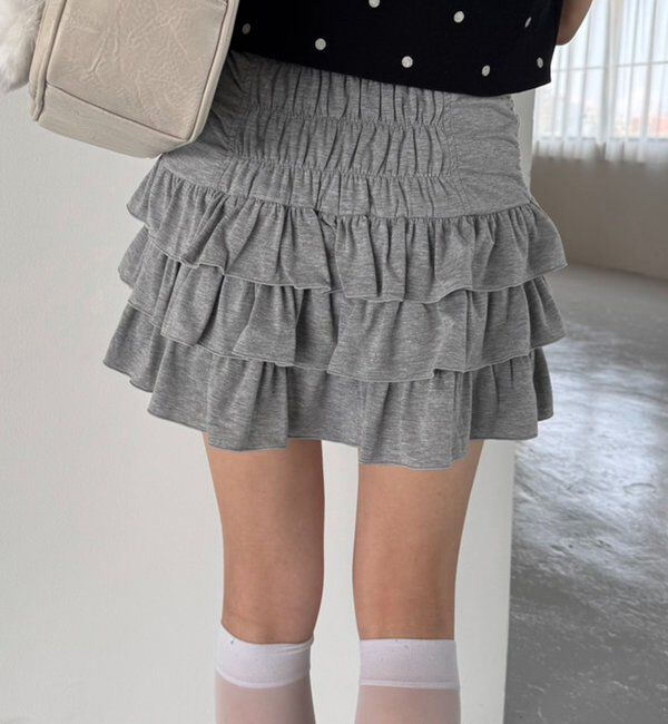  「セットで着れる／ドロストティアードミニ」|スカート|