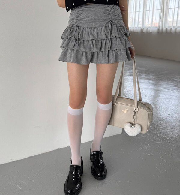  「セットで着れる／ドロストティアードミニ」|スカート|