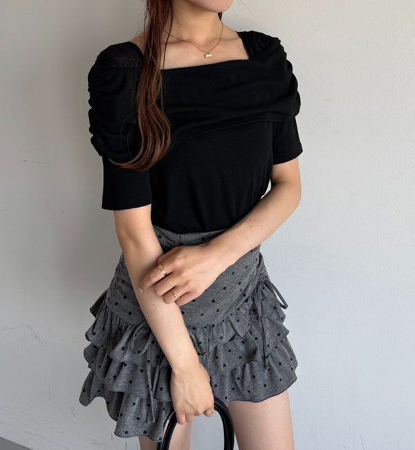  「セットで着れる／ドロストティアードミニ」|スカート|