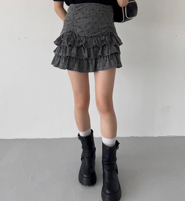  「セットで着れる／ドロストティアードミニ」|スカート|