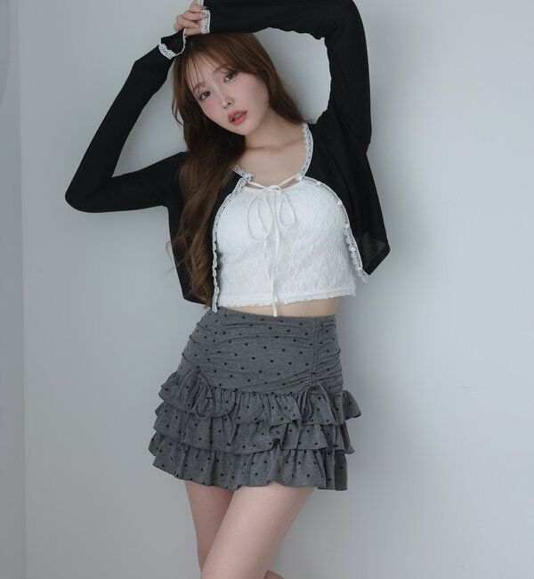  「セットで着れる／ドロストティアードミニ」|スカート|